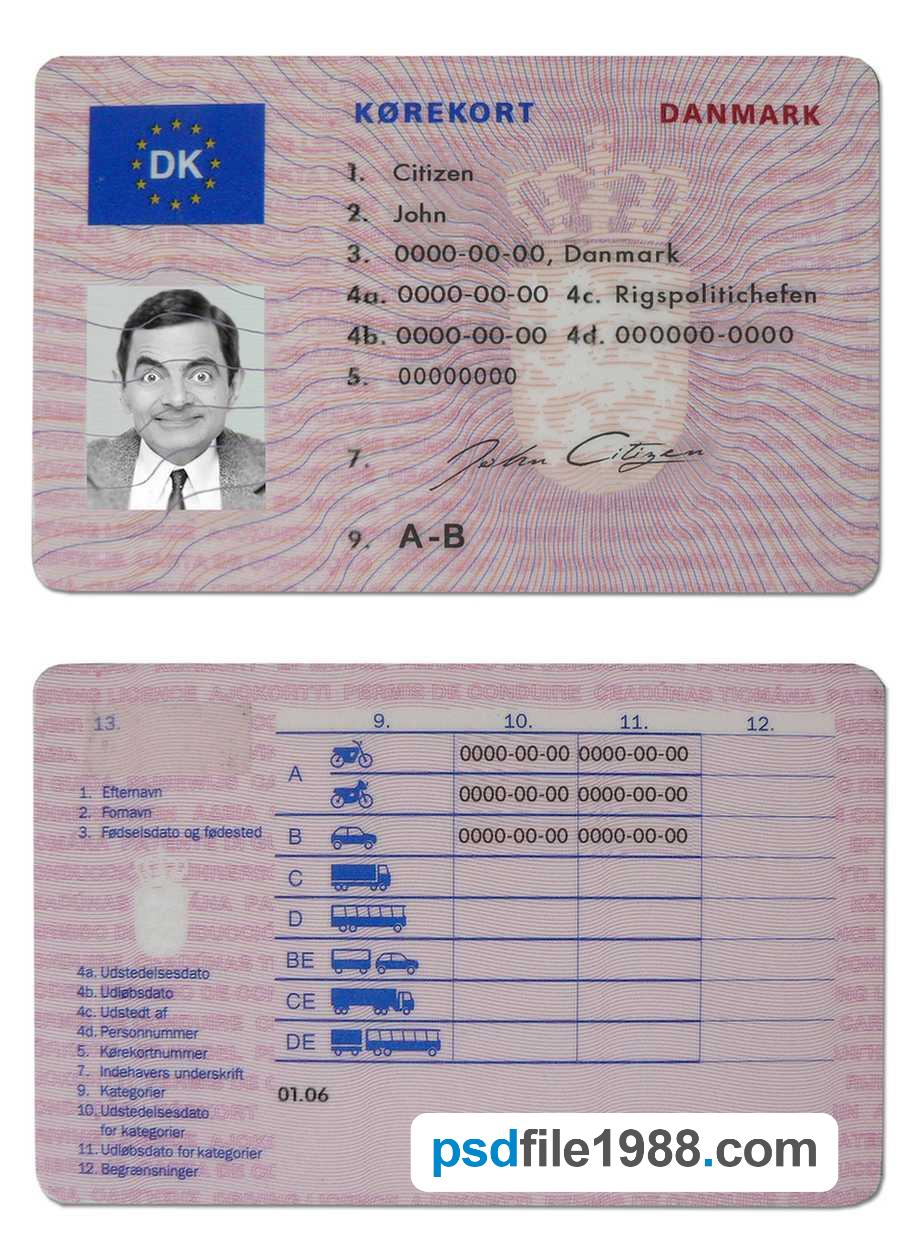 Denmark Driving License 1997-2013